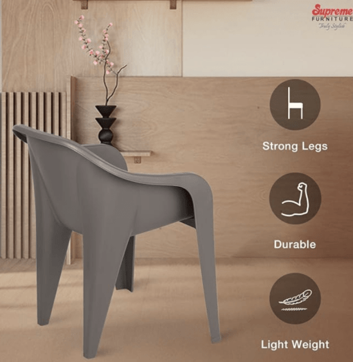 Supreme Futura Plastic Chairs for Home and Office (Set of 4, Champagne) - Image 3